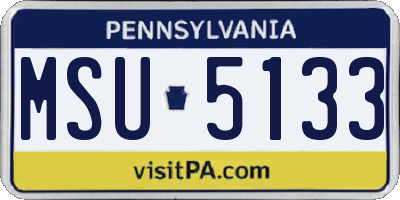PA license plate MSU5133