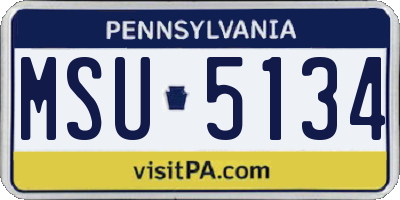 PA license plate MSU5134