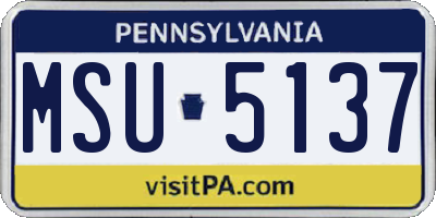 PA license plate MSU5137