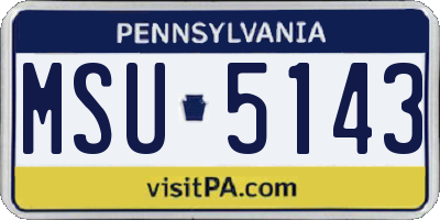 PA license plate MSU5143