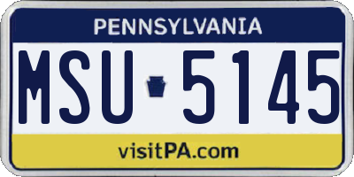 PA license plate MSU5145