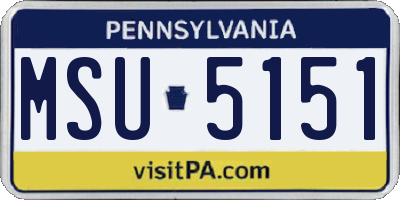 PA license plate MSU5151