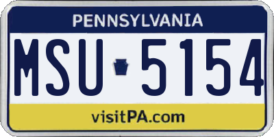 PA license plate MSU5154