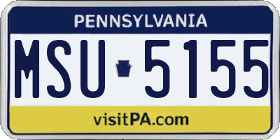 PA license plate MSU5155