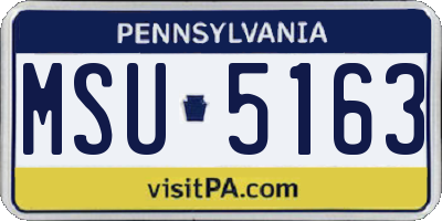 PA license plate MSU5163