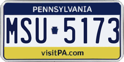PA license plate MSU5173
