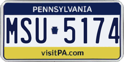 PA license plate MSU5174