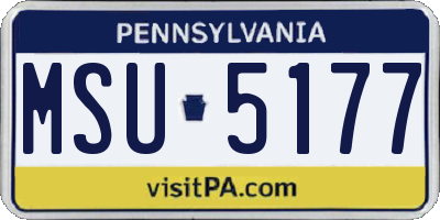 PA license plate MSU5177