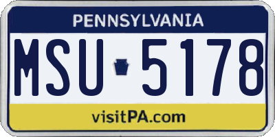 PA license plate MSU5178