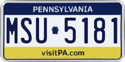 PA license plate MSU5181