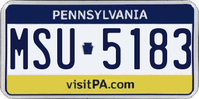 PA license plate MSU5183