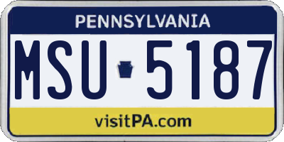 PA license plate MSU5187