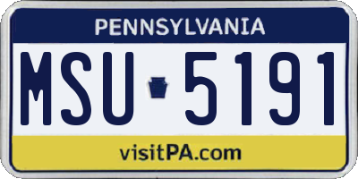 PA license plate MSU5191