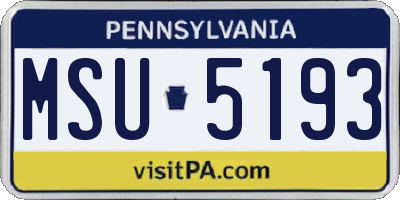 PA license plate MSU5193