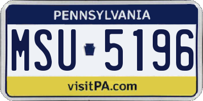 PA license plate MSU5196