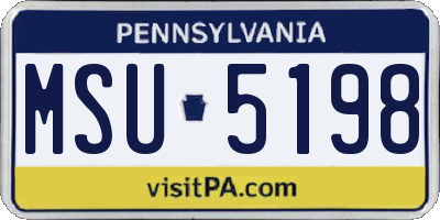 PA license plate MSU5198