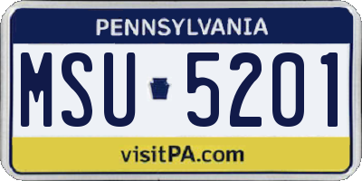 PA license plate MSU5201