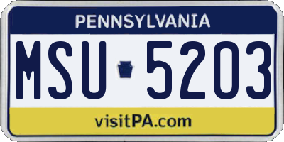 PA license plate MSU5203