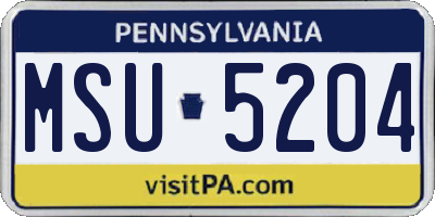 PA license plate MSU5204