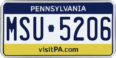 PA license plate MSU5206