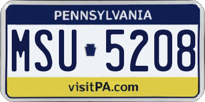 PA license plate MSU5208