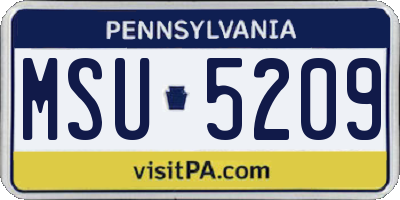 PA license plate MSU5209