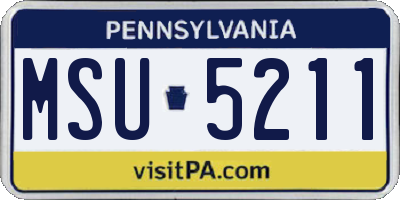 PA license plate MSU5211
