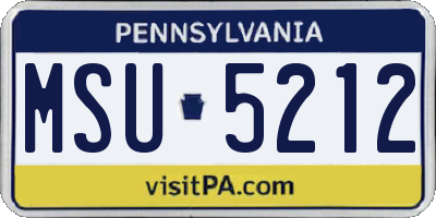 PA license plate MSU5212