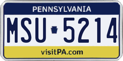 PA license plate MSU5214