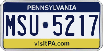 PA license plate MSU5217