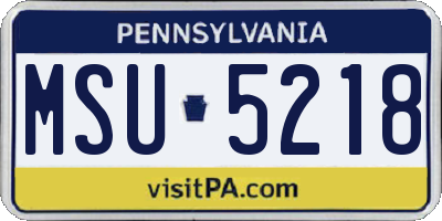 PA license plate MSU5218