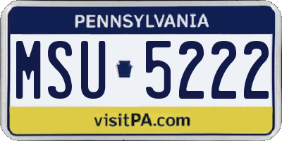 PA license plate MSU5222