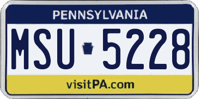 PA license plate MSU5228