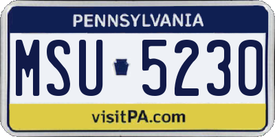 PA license plate MSU5230