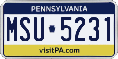 PA license plate MSU5231