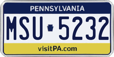 PA license plate MSU5232
