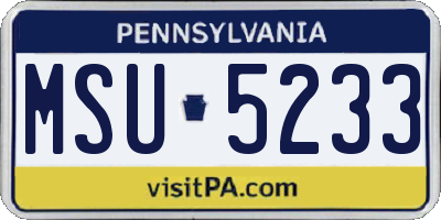 PA license plate MSU5233
