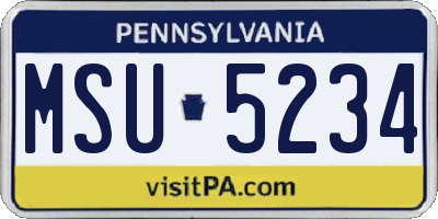 PA license plate MSU5234