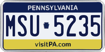 PA license plate MSU5235