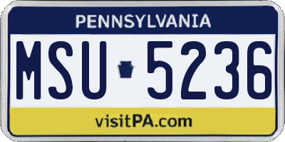 PA license plate MSU5236