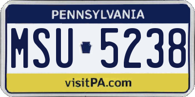 PA license plate MSU5238