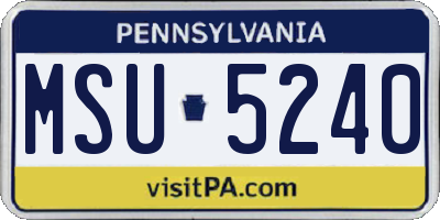 PA license plate MSU5240