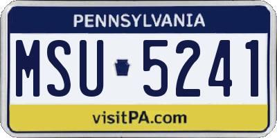 PA license plate MSU5241