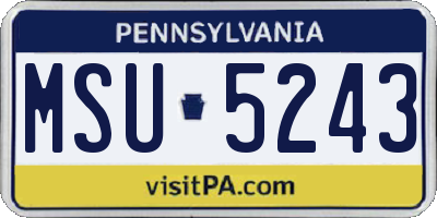 PA license plate MSU5243