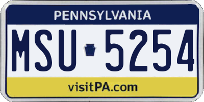 PA license plate MSU5254
