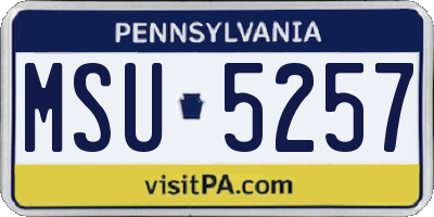PA license plate MSU5257