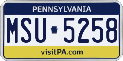 PA license plate MSU5258