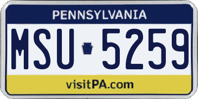 PA license plate MSU5259