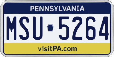 PA license plate MSU5264