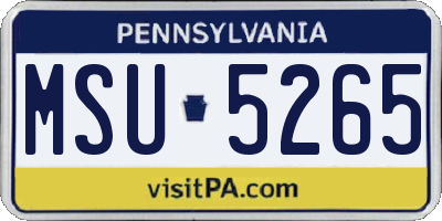 PA license plate MSU5265